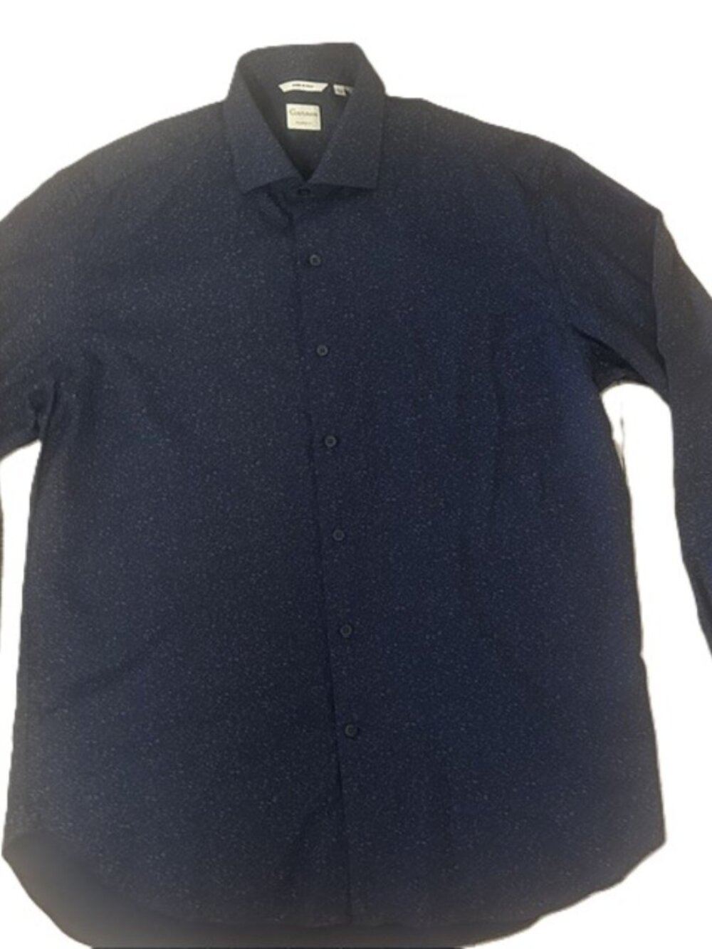 Culturata Mens Shirt XL 17.5 Navy with speckles 100% Cotton Tailored Fit Read